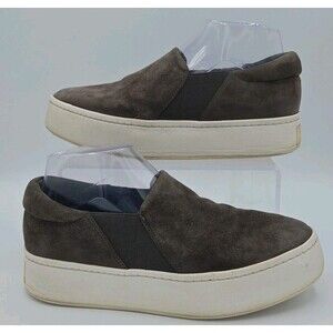 Vince Women's Grey Suede Platform Warren Slip On Sneakers Size Eu 37/ US 7